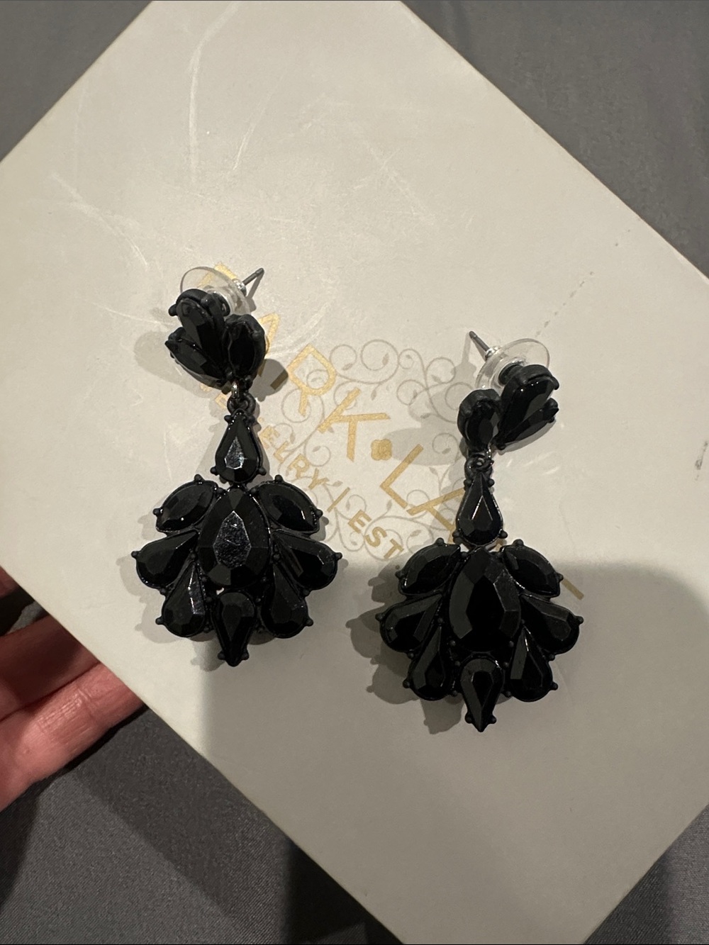Park Lane Black Faceted Teardrop Cluster Earrings